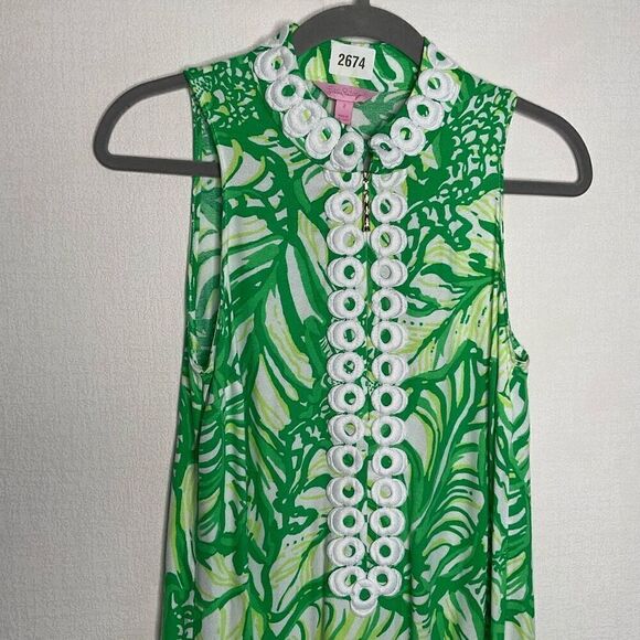 Lilly Pulitzer Shift Finder Keepers Dress Size 2 Green Print White Detail - Picture 7 of 10